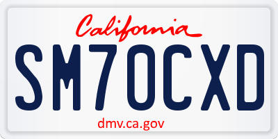 CA license plate SM70CXD