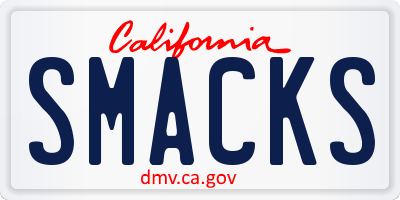 CA license plate SMACKS