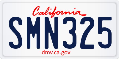 CA license plate SMN325