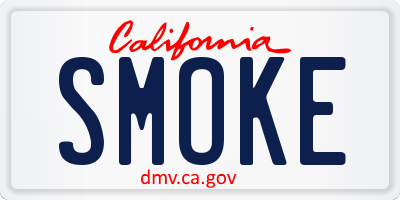 CA license plate SMOKE