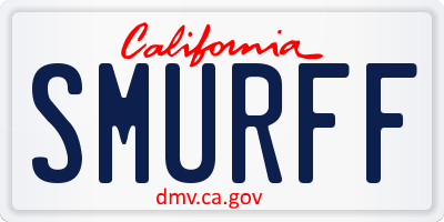 CA license plate SMURFF