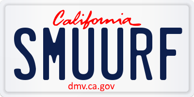 CA license plate SMUURF