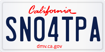 CA license plate SN04TPA