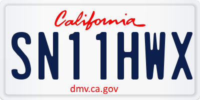 CA license plate SN11HWX