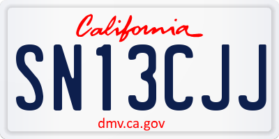 CA license plate SN13CJJ