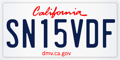 CA license plate SN15VDF