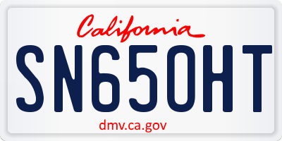 CA license plate SN65OHT