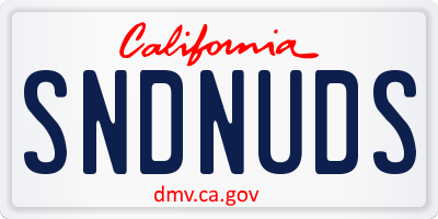 CA license plate SNDNUDS