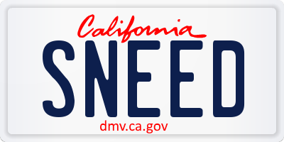 CA license plate SNEED