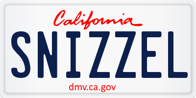 CA license plate SNIZZEL