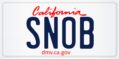 CA license plate SNOB