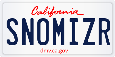 CA license plate SNOMIZR