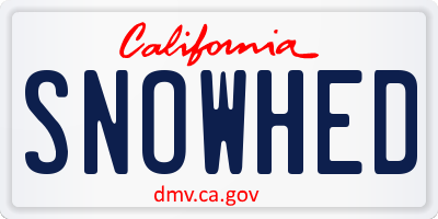 CA license plate SNOWHED