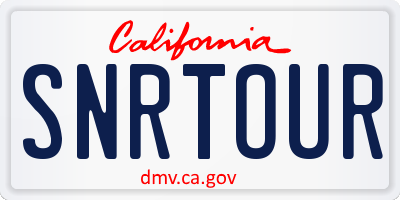 CA license plate SNRTOUR