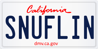 CA license plate SNUFLIN