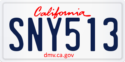 CA license plate SNY513