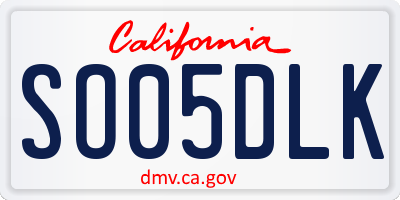 CA license plate SO05DLK