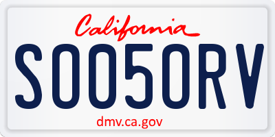 CA license plate SO05ORV