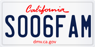 CA license plate SO06FAM