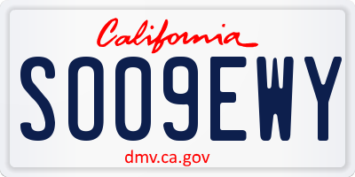 CA license plate SO09EWY