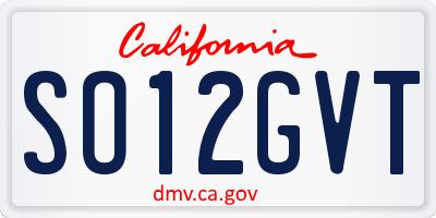 CA license plate SO12GVT