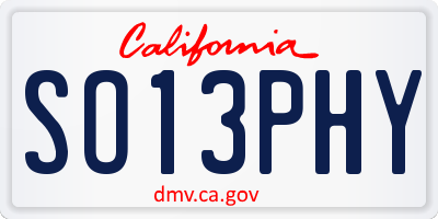 CA license plate SO13PHY