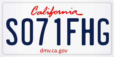 CA license plate SO71FHG