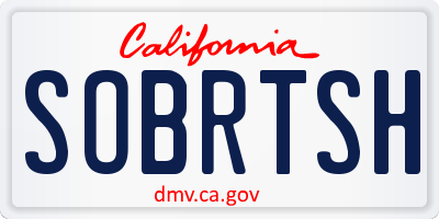 CA license plate SOBRTSH