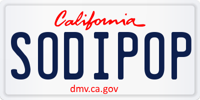 CA license plate SODIPOP