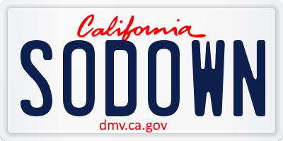 CA license plate SODOWN