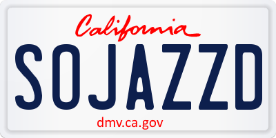 CA license plate SOJAZZD