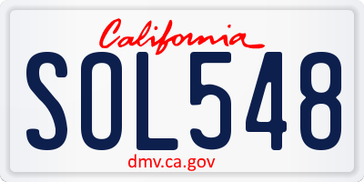 CA license plate SOL548