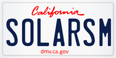 CA license plate SOLARSM