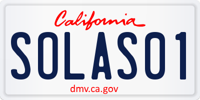 CA license plate SOLAS01