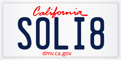 CA license plate SOLI8