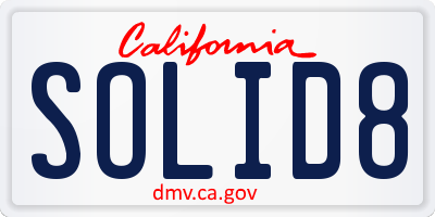 CA license plate SOLID8