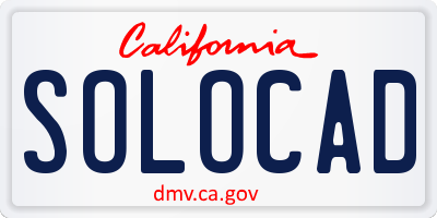 CA license plate SOLOCAD