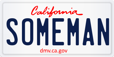 CA license plate SOMEMAN