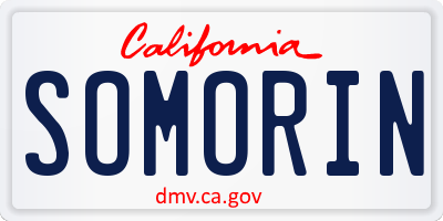 CA license plate SOMORIN