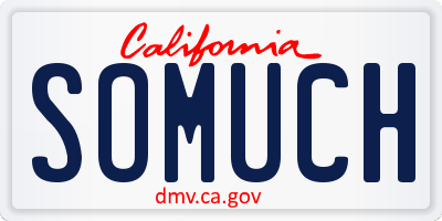 CA license plate SOMUCH