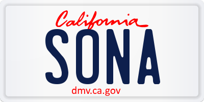 CA license plate SONA