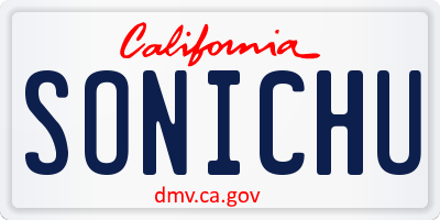 CA license plate SONICHU