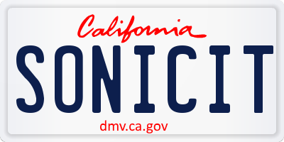 CA license plate SONICIT