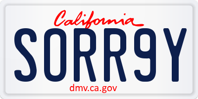 CA license plate SORR9Y