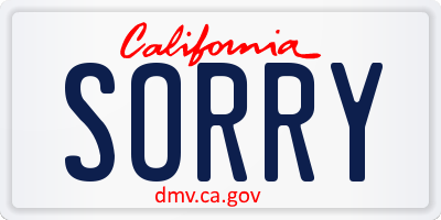 CA license plate SORRY