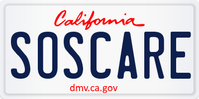 CA license plate SOSCARE