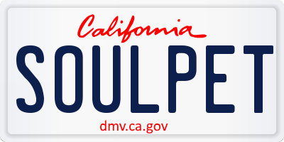 CA license plate SOULPET