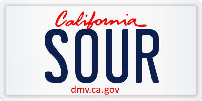 CA license plate SOUR