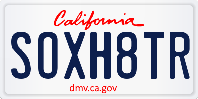 CA license plate SOXH8TR