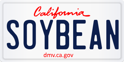 CA license plate SOYBEAN